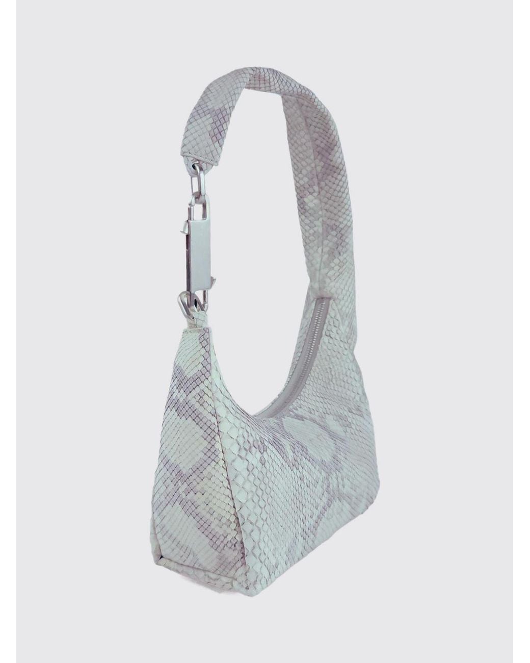Rick Owens Gray Python Leather Mini Shoulder Bag With Zip Closure