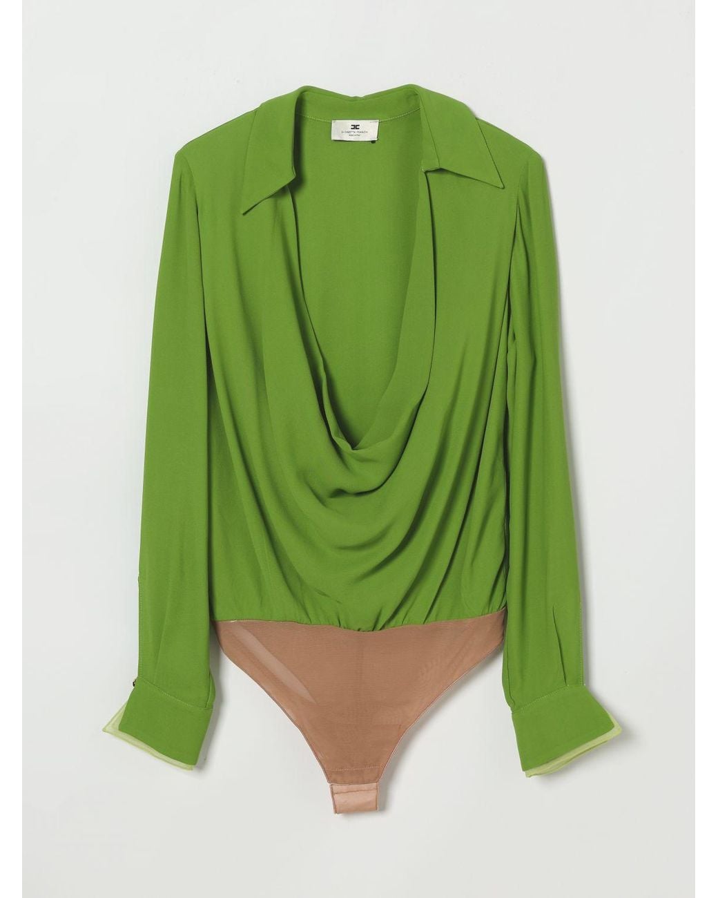 Elisabetta Franchi Green Viscose Georgette Blouse Bodysuit