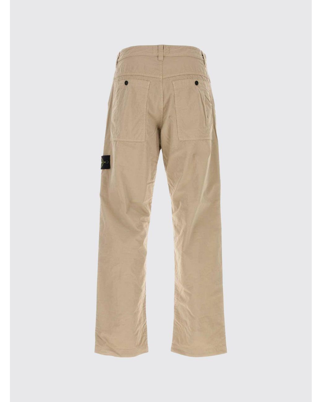 Stone Island Natural Slim Fit Cotton Cargo Trousers With Compass Logo Patch for men