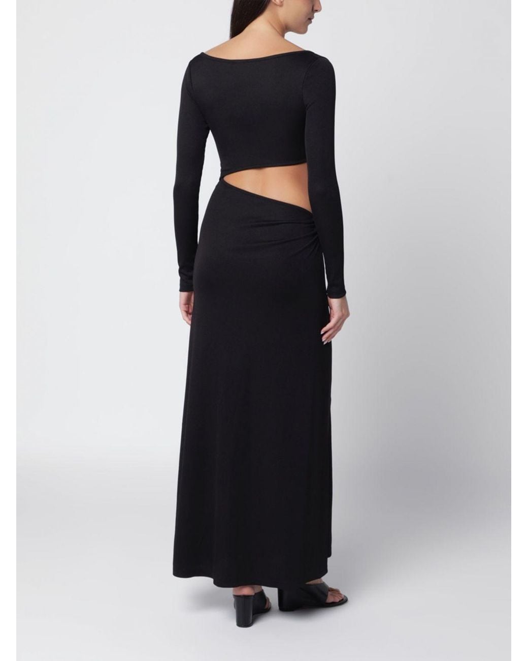 Christopher Esber Black Long-Sleeved Cut-Out Jersey Gown With Draped Waist