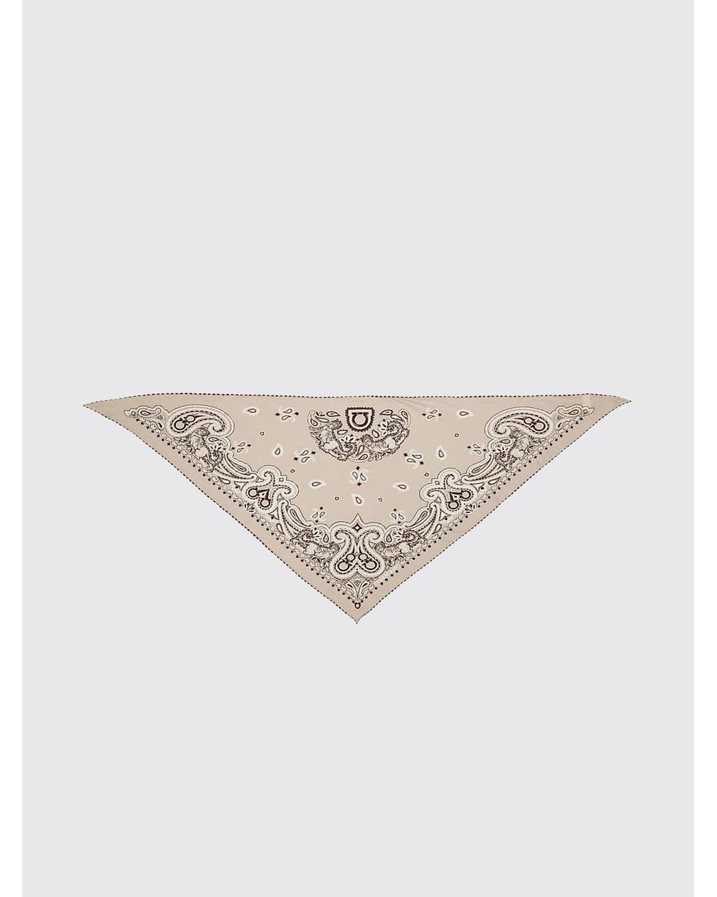 Ferragamo Natural Arabesque Cashmere And Wool Triangle Scarf With Logo for men