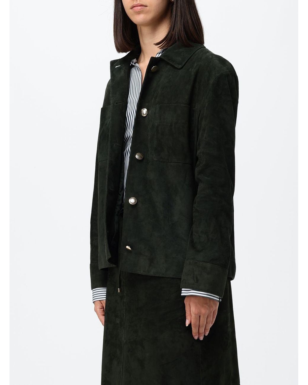 Max Mara Black Abisso Suede Lambskin Shirt Jacket