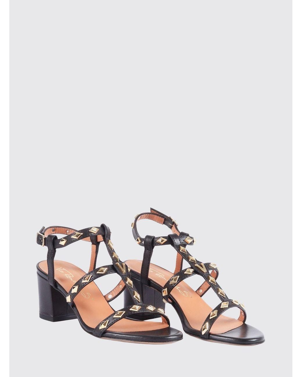 Via Roma 15 White Leather Sandals With Studs