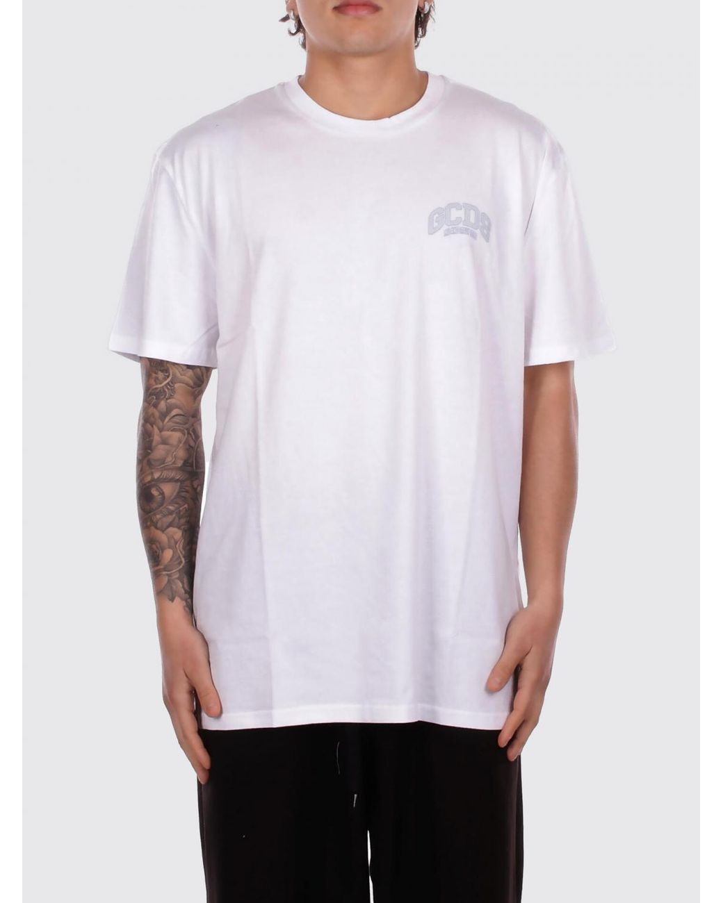 Gcds White Logo Cotton T-Shirt for men