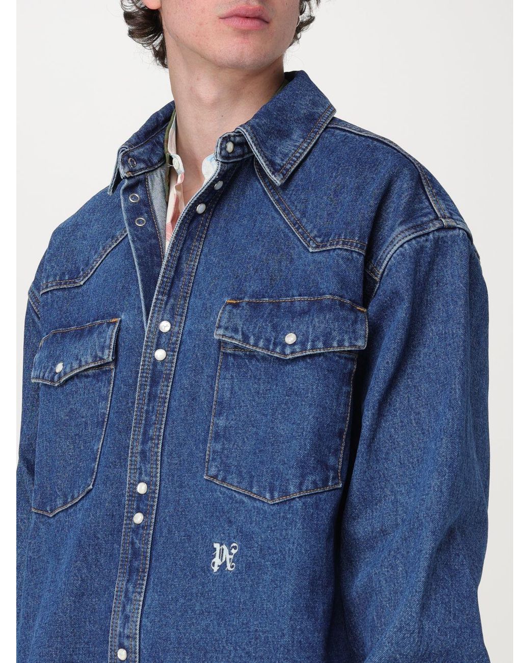 Palm Angels Blue Shirt for men
