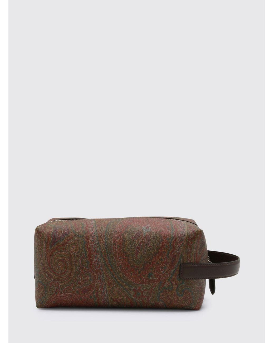 Etro Brown Arnica Pegasus Coated Cotton Beauty Case With Paisley Print for men