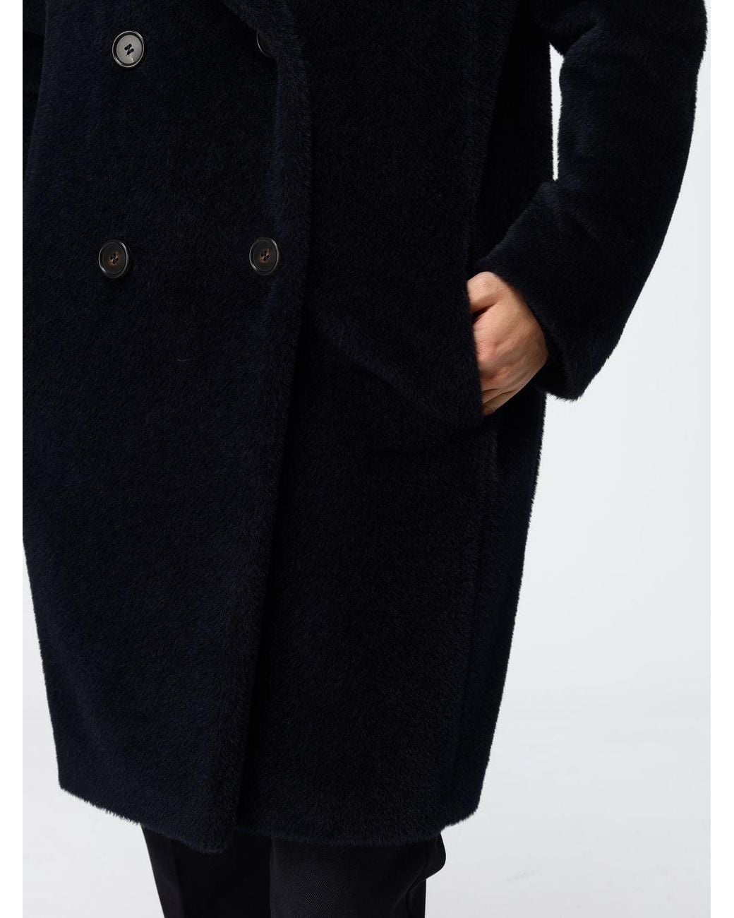 Max Mara Blue Knee-Length Double-Breasted Coat