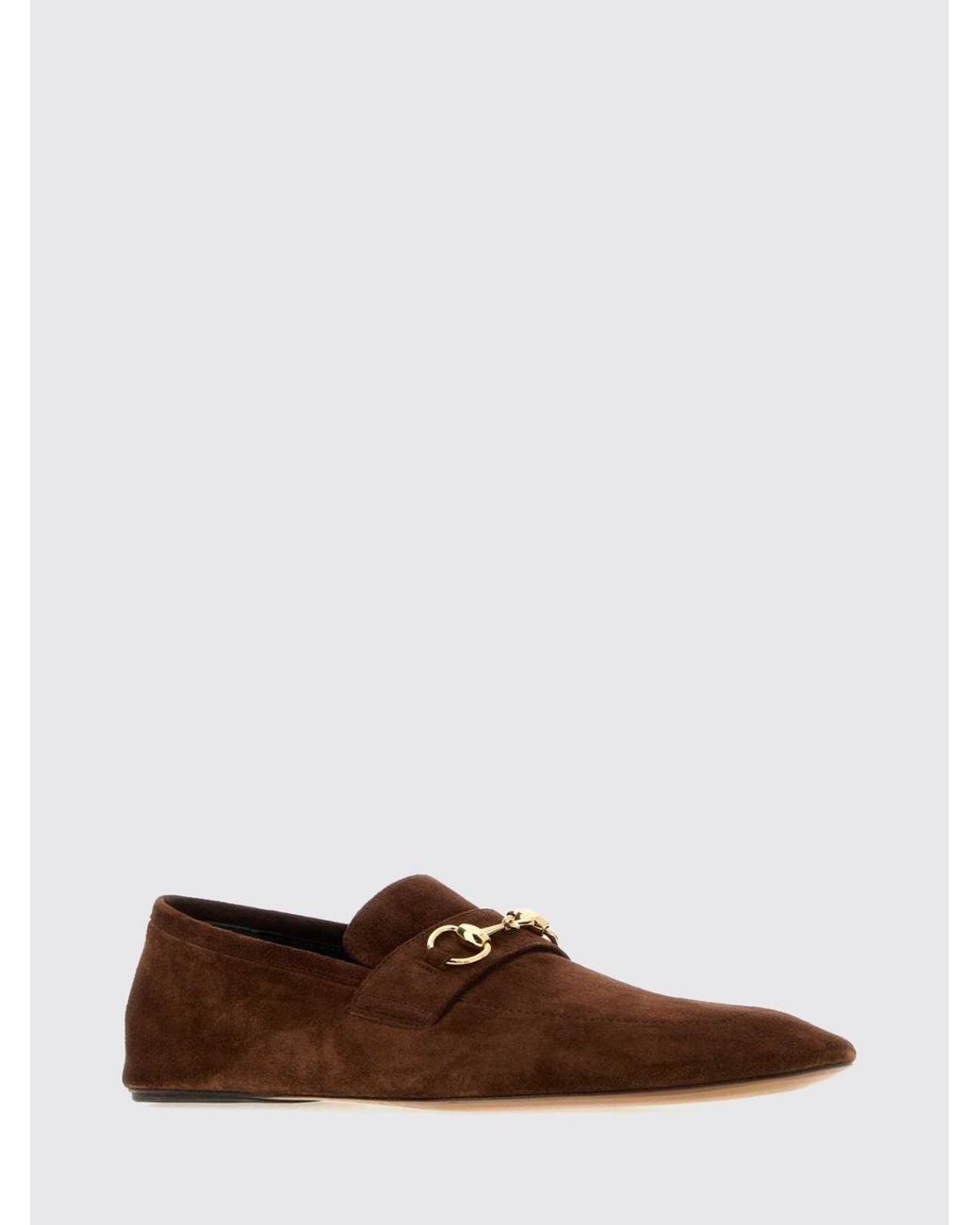 Gucci Brown Suede Loafers With Horsebit Detail And Tapered Toe for men