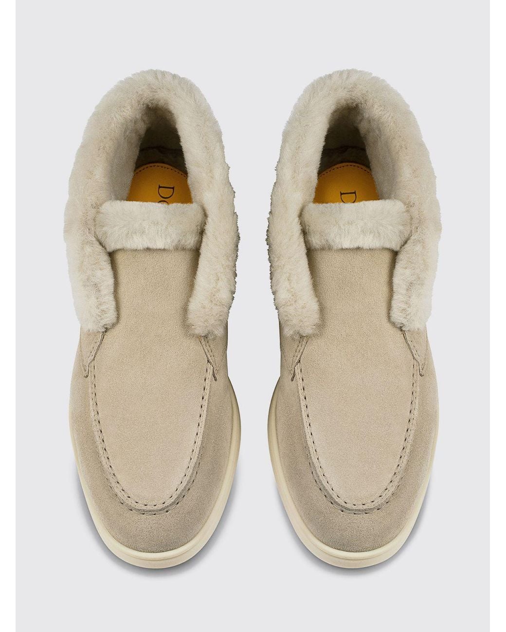 Doucal's Natural Suede Chukka Boots With Shearling Lining And Rubber Sole