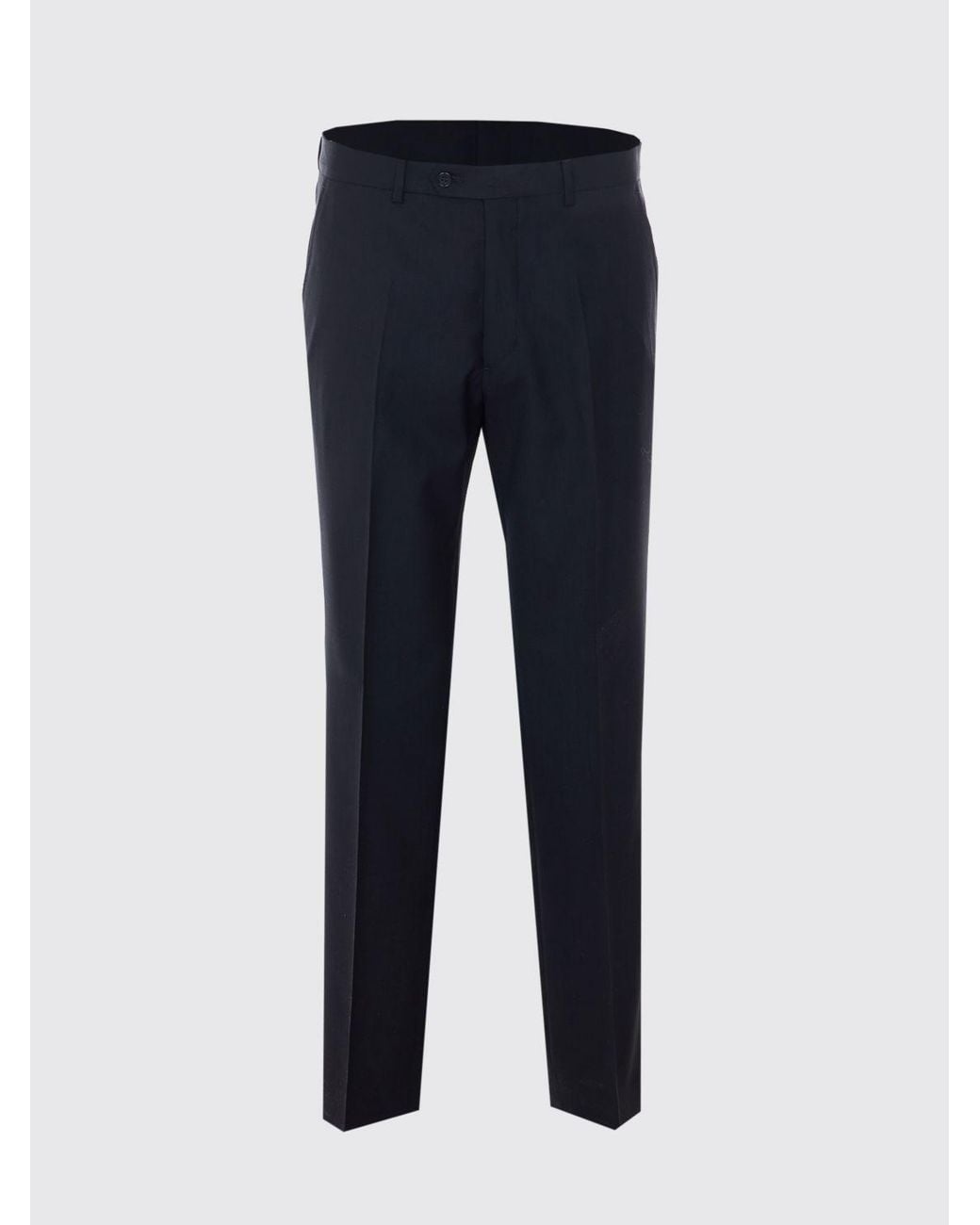 sunflower Blue Slim Fit Virgin Wool Tailored Trousers With Off-Centre Closure for men