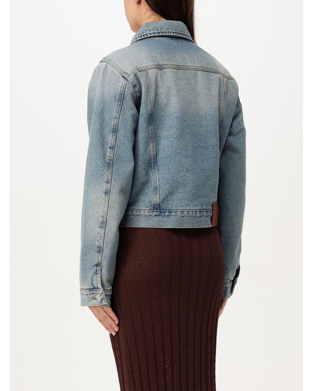 Victoria Beckham Blue Cropped Denim Jacket
