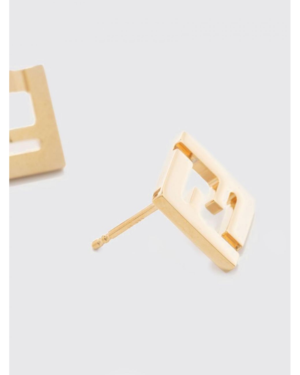 Fendi Natural Tone Brass Ff Monogram Stud Earrings