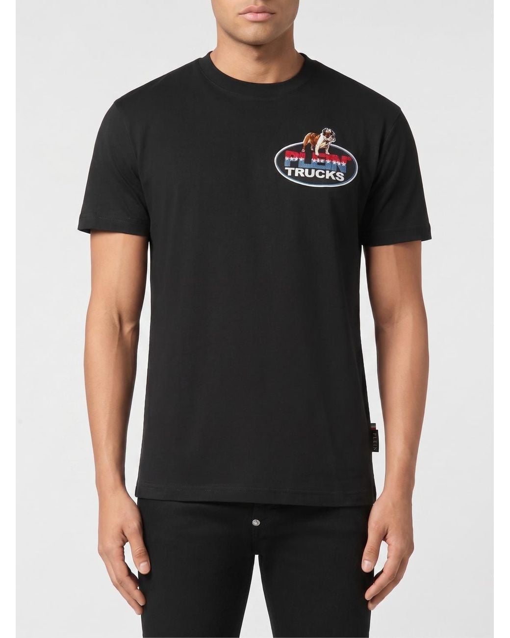 Philipp Plein Black Cotton T-Shirt With Logo for men