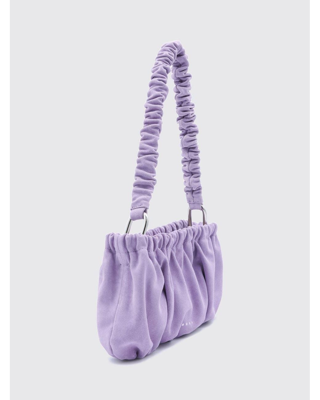 Marni Purple Ruched Synthetic Suede Shoulder Bag