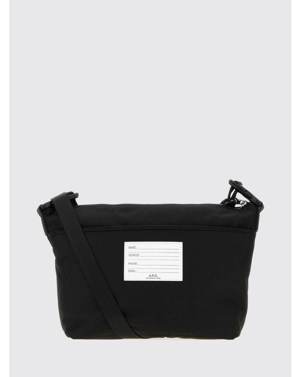 A.P.C. Black Trek Nylon Crossbody Bag With Zip Closure And Printed Logo for men