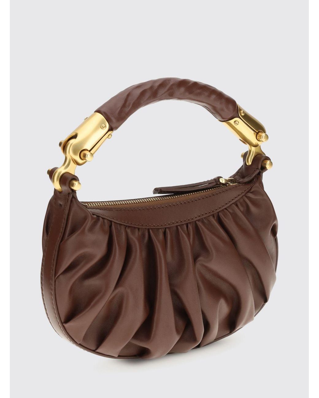 Balmain Brown Ébène Leather Handbag