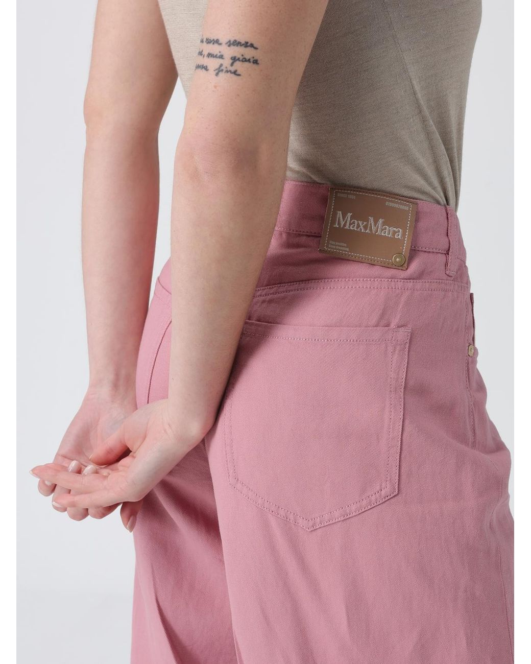 Max Mara Pink Cotton And Linen Trousers