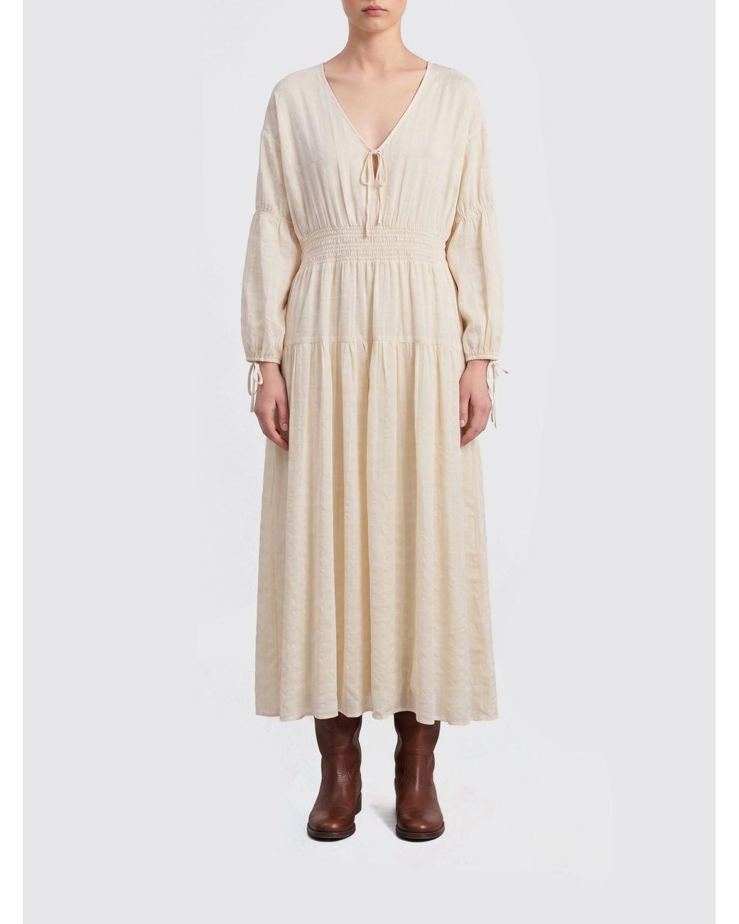 Aspesi Natural Muslin Midi Dress