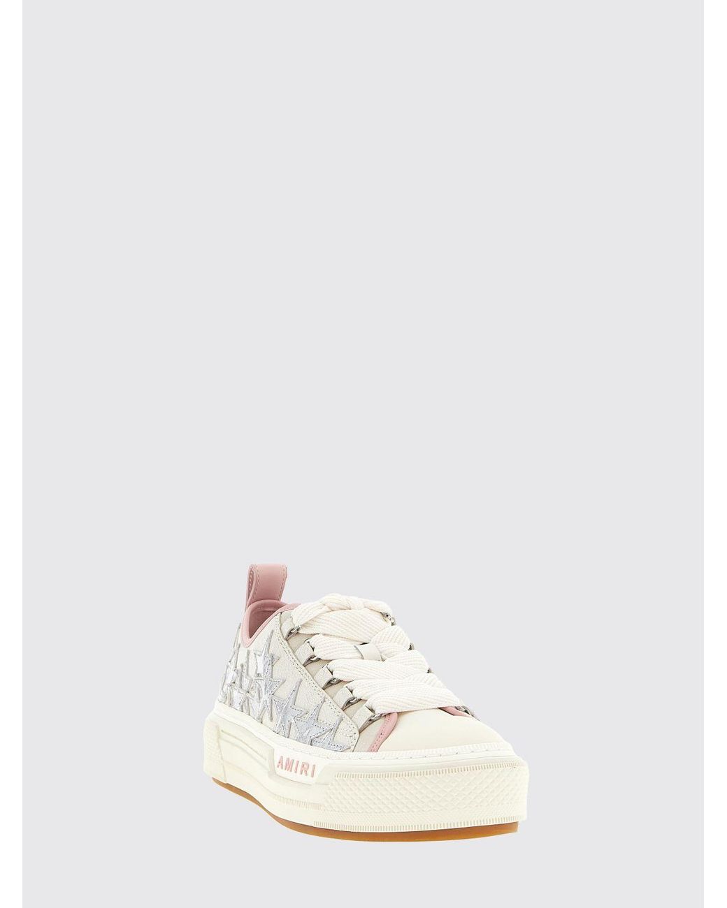 Amiri White Stars Court Low Laminated Leather And Glitter Sneakers