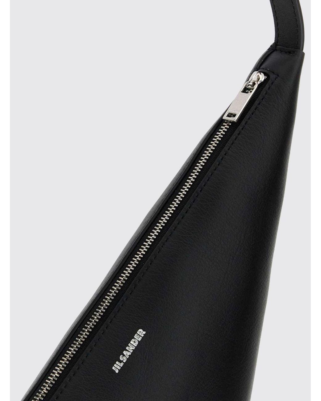 Jil Sander Black Triangular Leather Crossbody Bag With Adjustable Strap for men