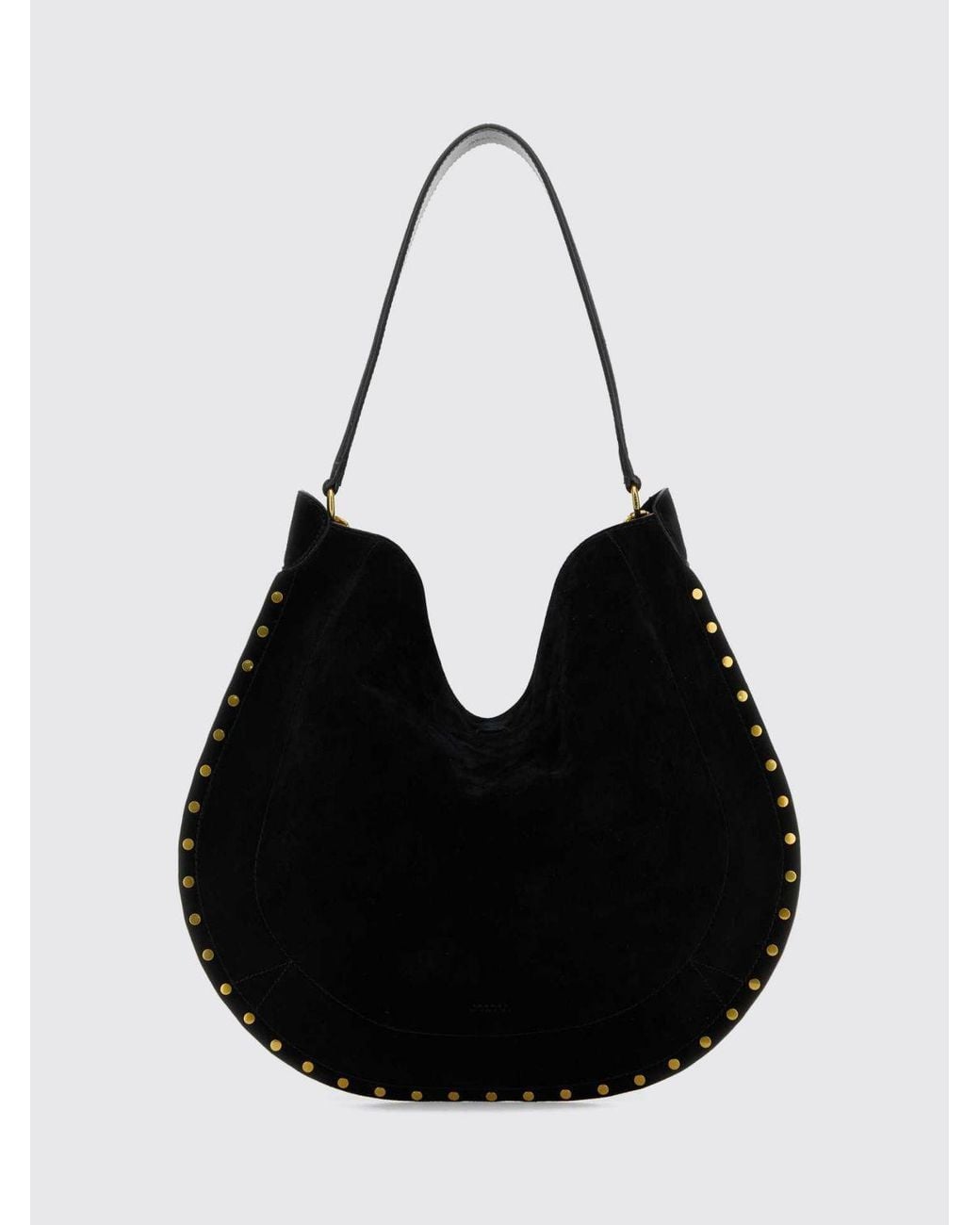 Isabel Marant Black Oskan Suede Hobo Bag With Studs And Half-Moon Shape