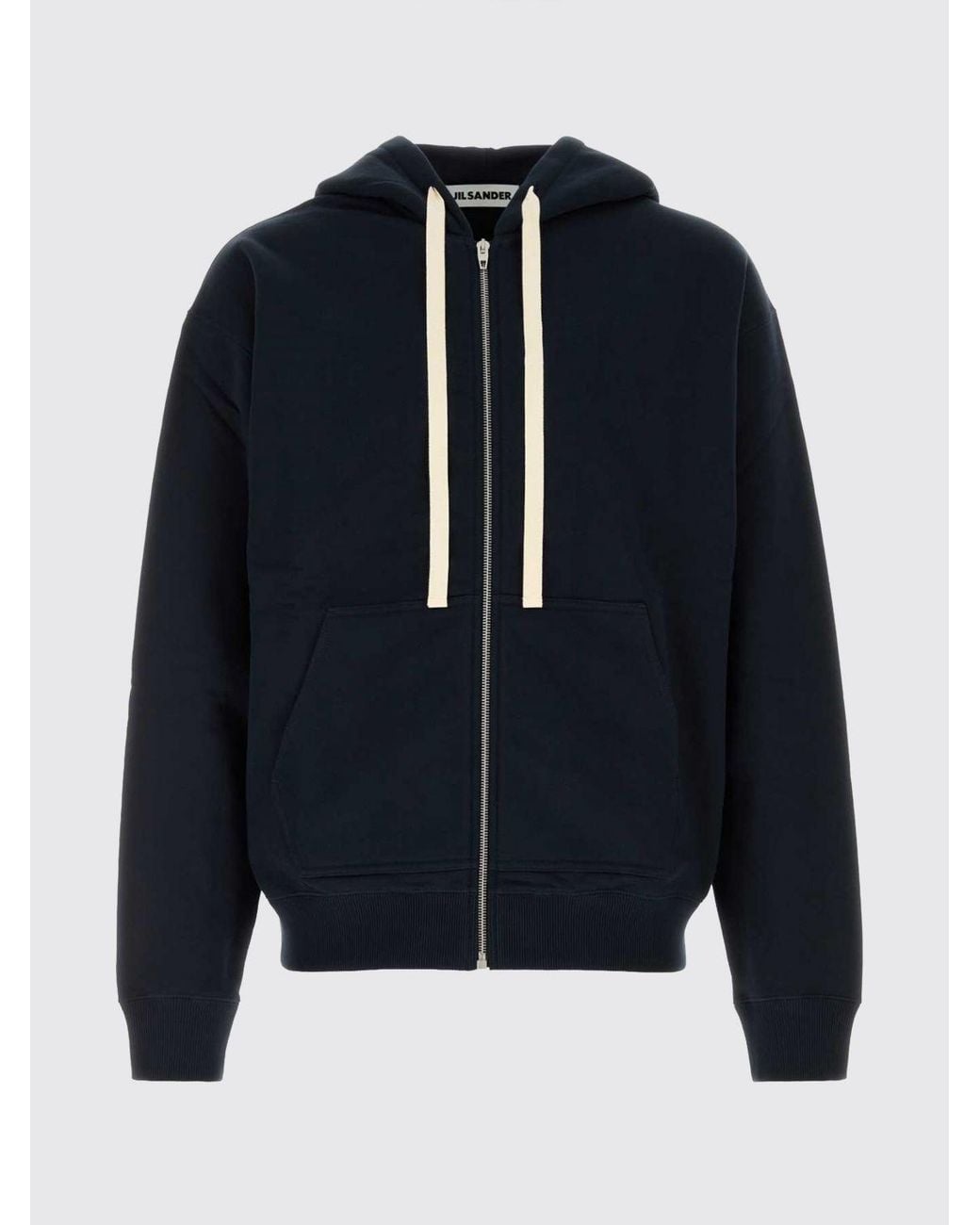 Jil Sander Blue Two-Tone Pure Cotton Zip-Up Hoodie for men