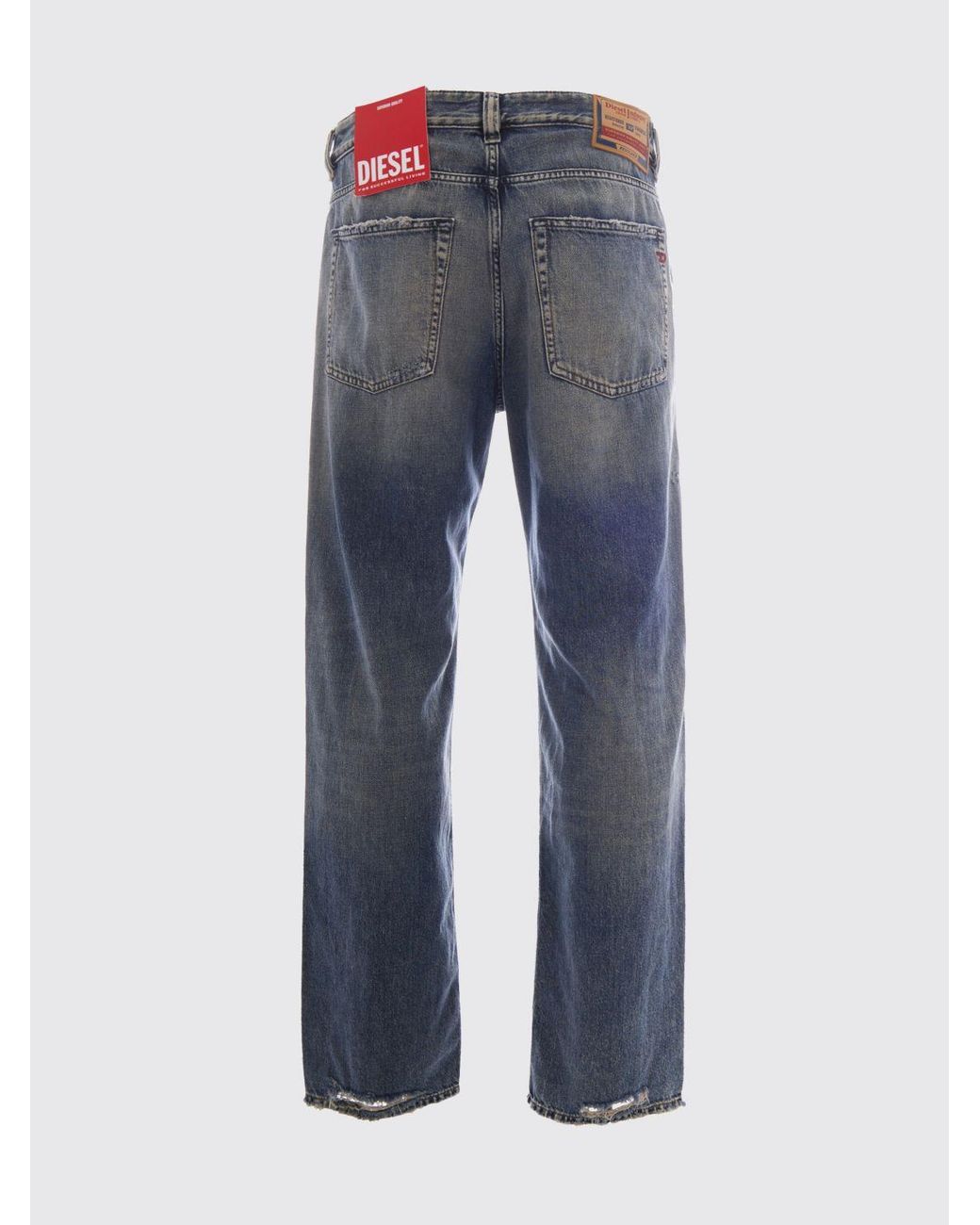 DIESEL Blue 2024 D-Macs Mid-Rise Straight-Leg Jeans for men