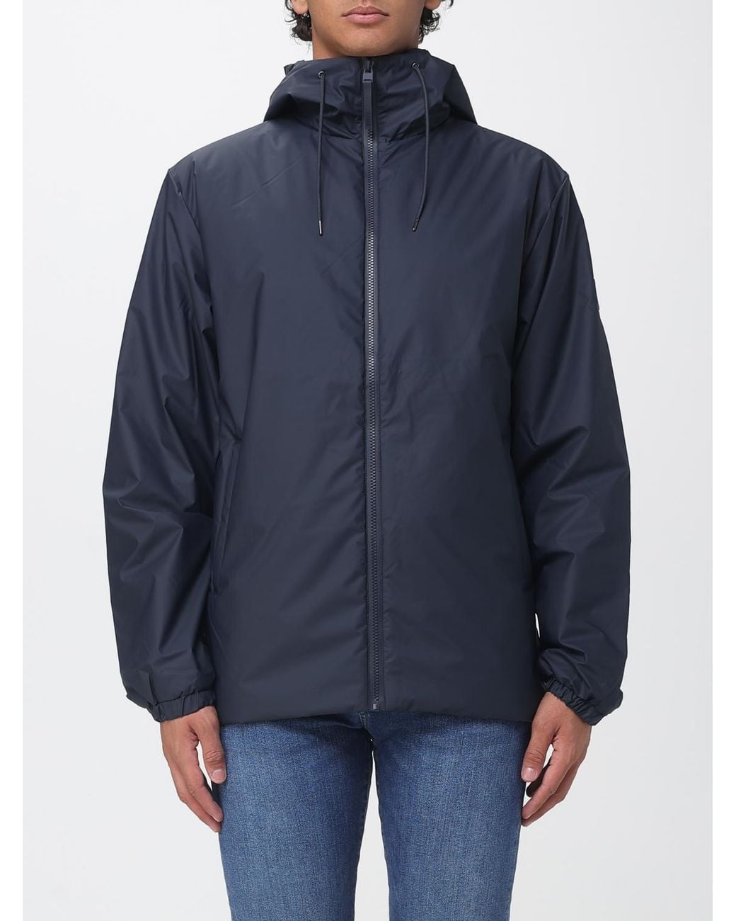 Rains Blue Hooded Windbreaker Jacket for men