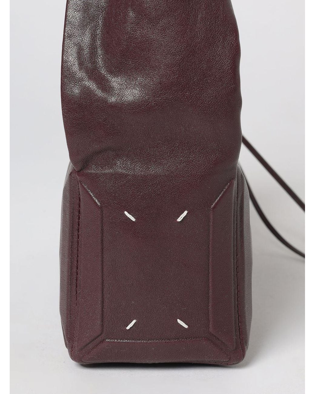 Maison Margiela Purple East West Lambskin Shoulder Bag With Adjustable Handle