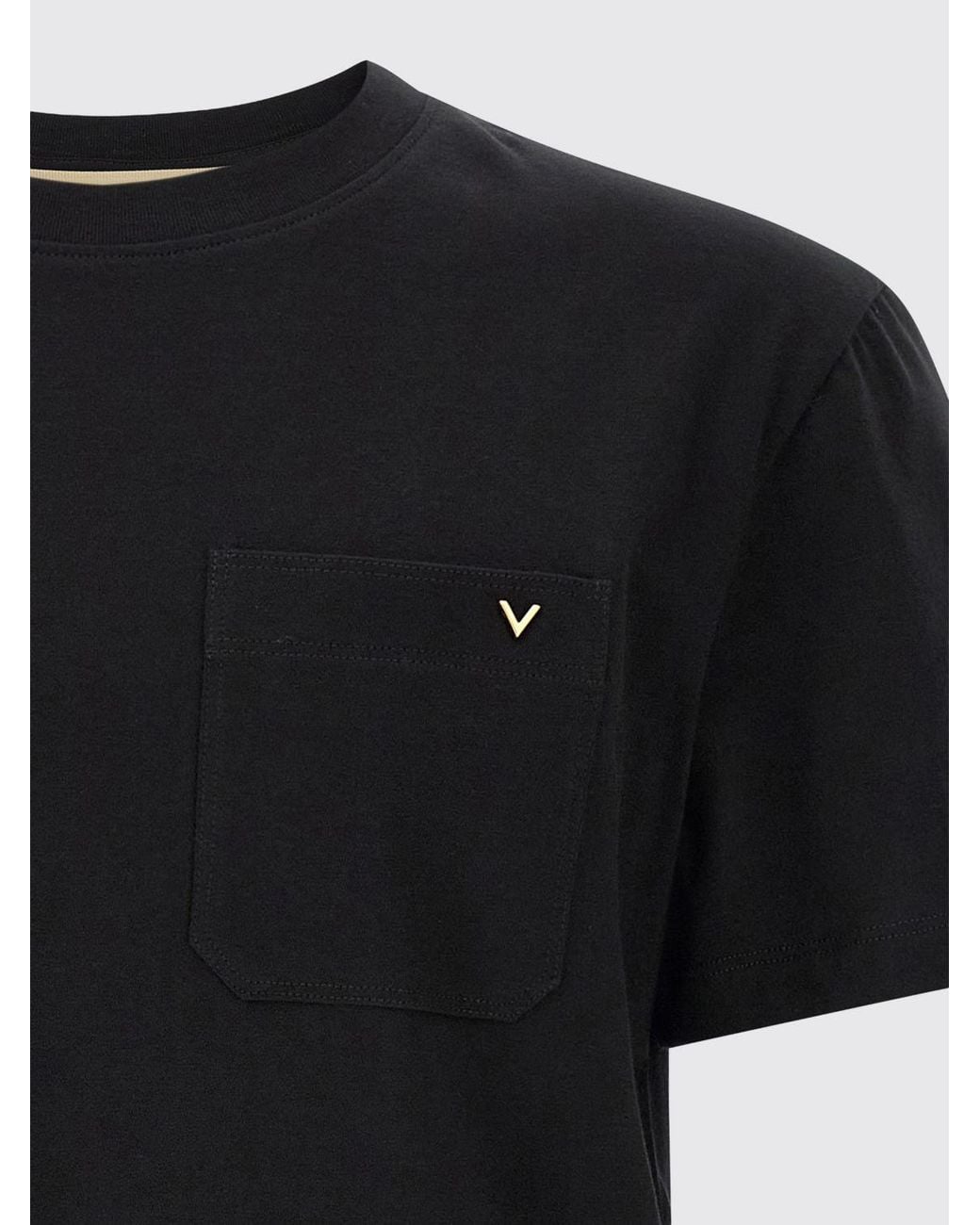 Valentino Black Slim Fit Vlogo Signature Cotton Pocket T-Shirt for men