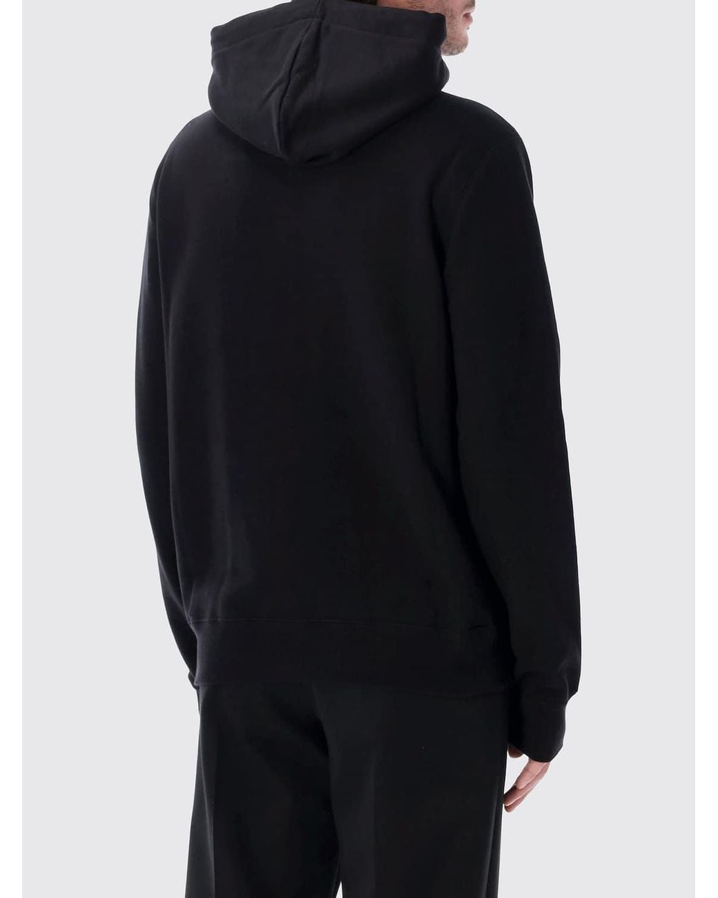 Lanvin Blue Cotton Hoodie With Kangaroo Pocket And Logo for men