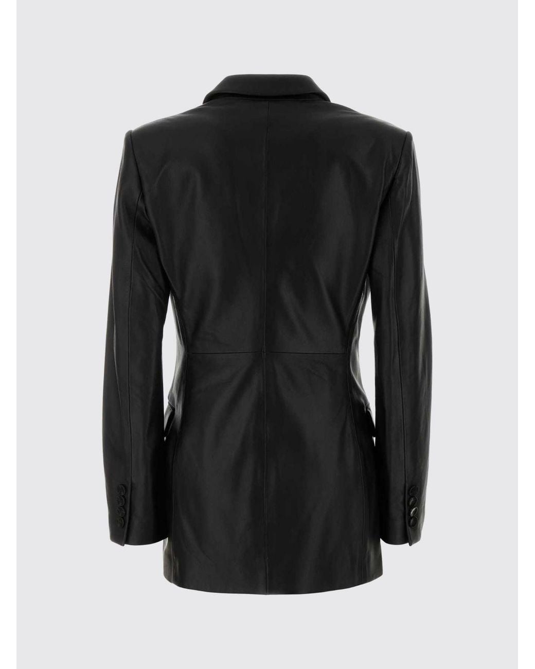Blumarine Black Single-Breasted Lambskin Leather Blazer With Slim Fit