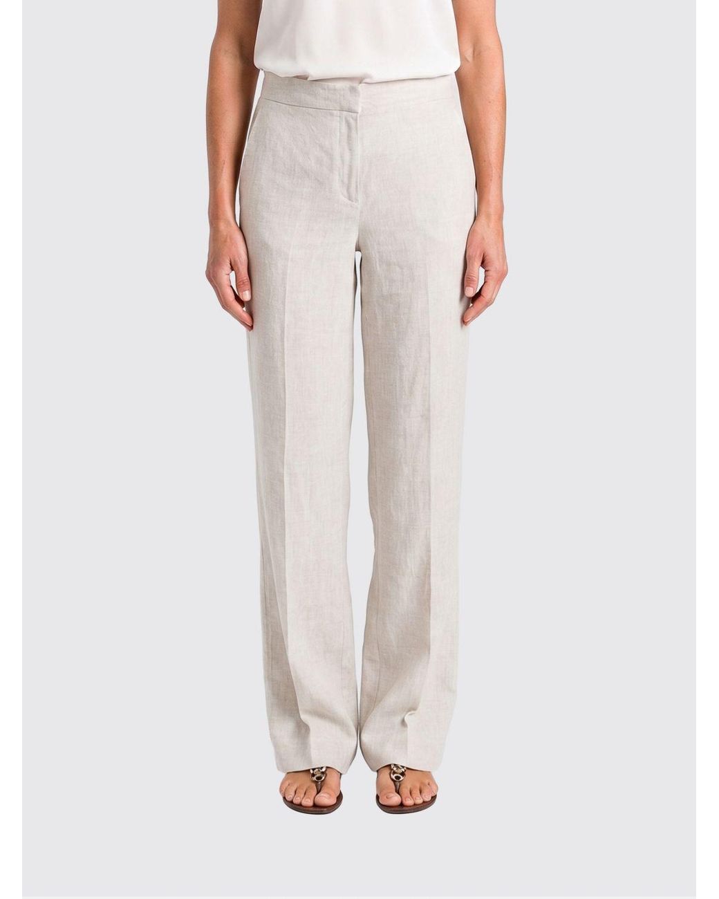 Twinset Pink Linen Blend Classic Trousers
