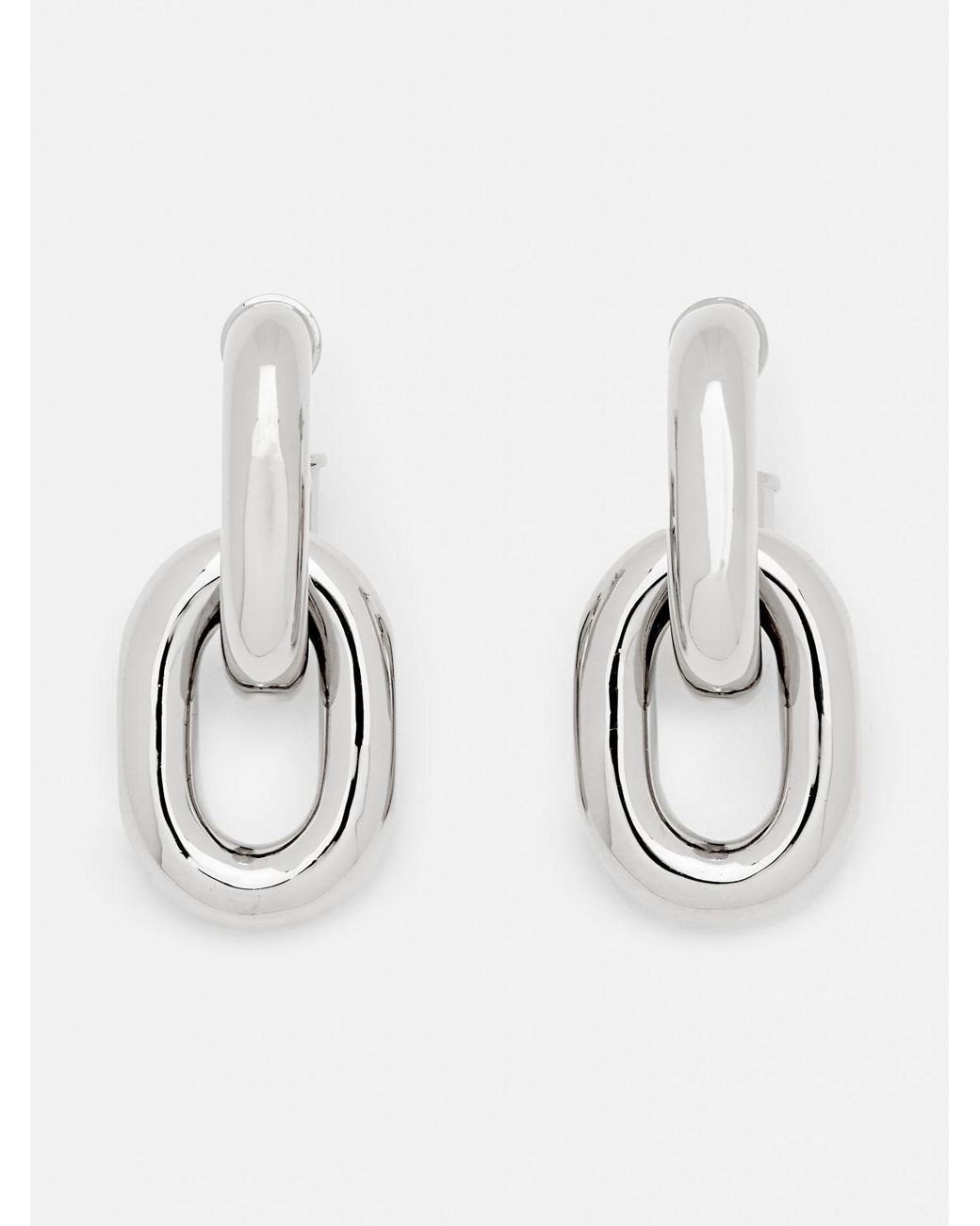 Rabanne White Double Xl Link Brass Earrings