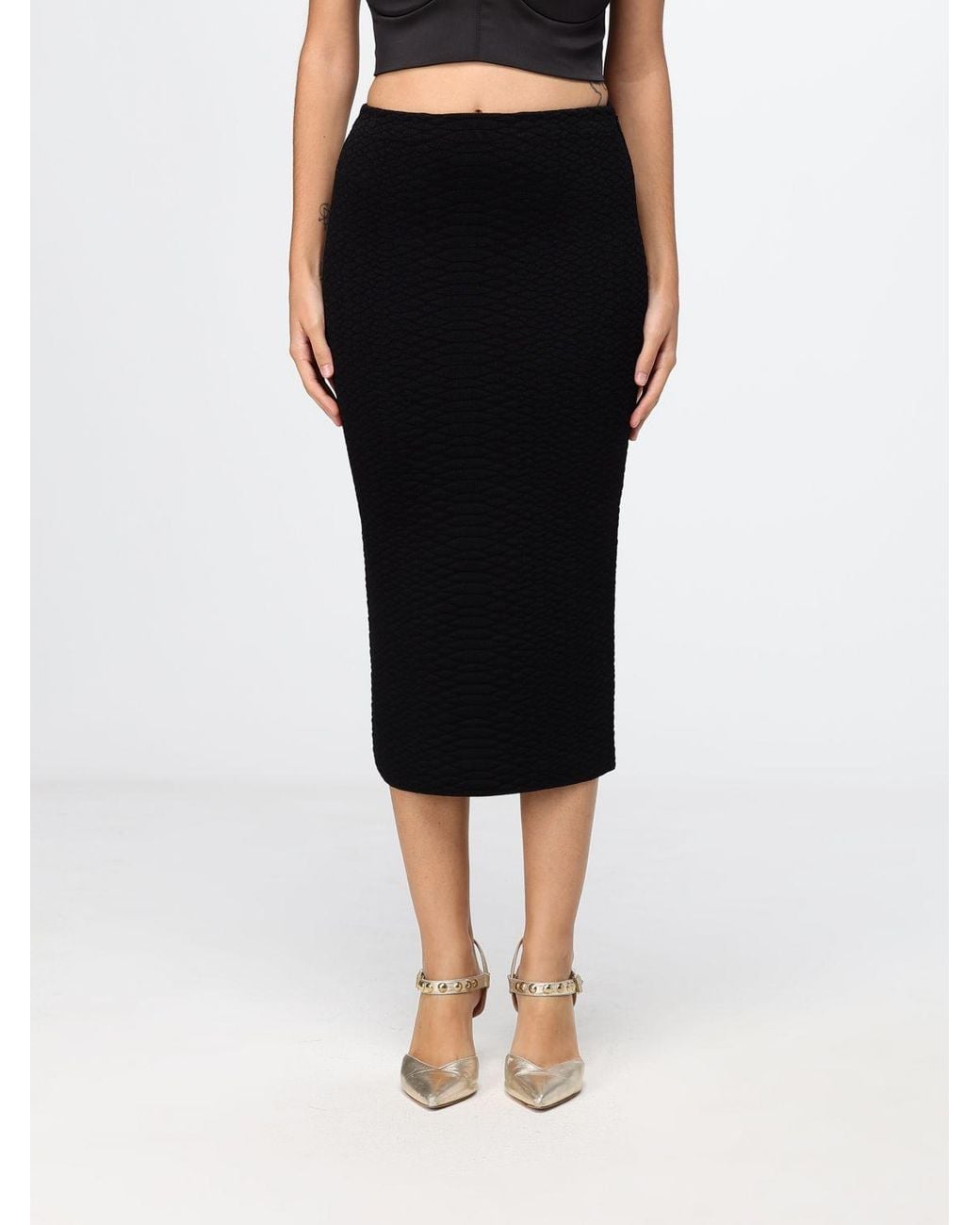 Elisabetta Franchi Black Midi Knit Pencil Skirt