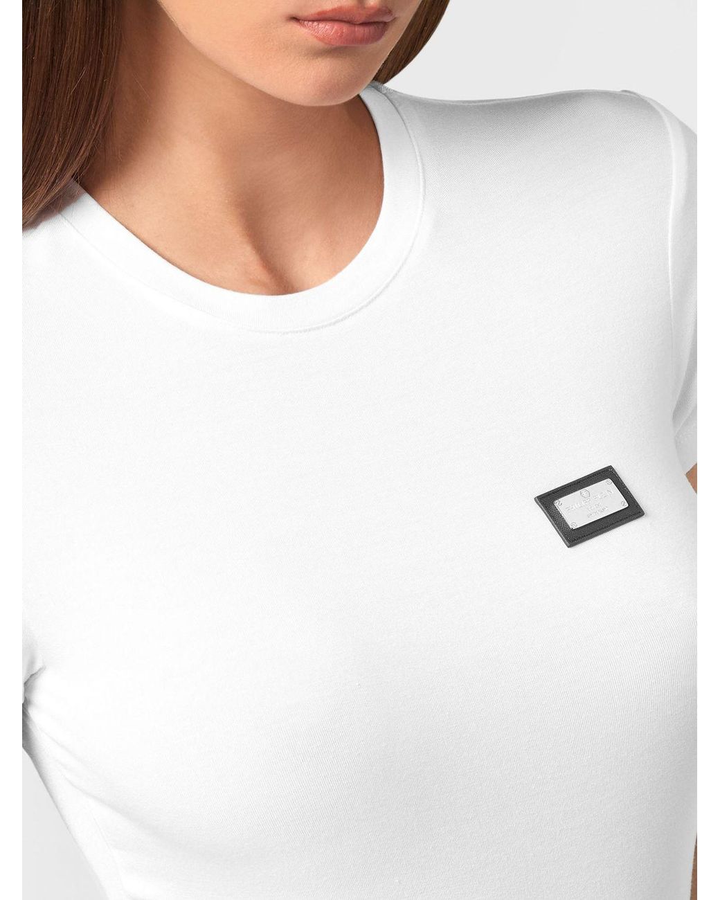 Philipp Plein White Slim Fit Stretch Cotton T-Shirt With Logo And Crew Neck