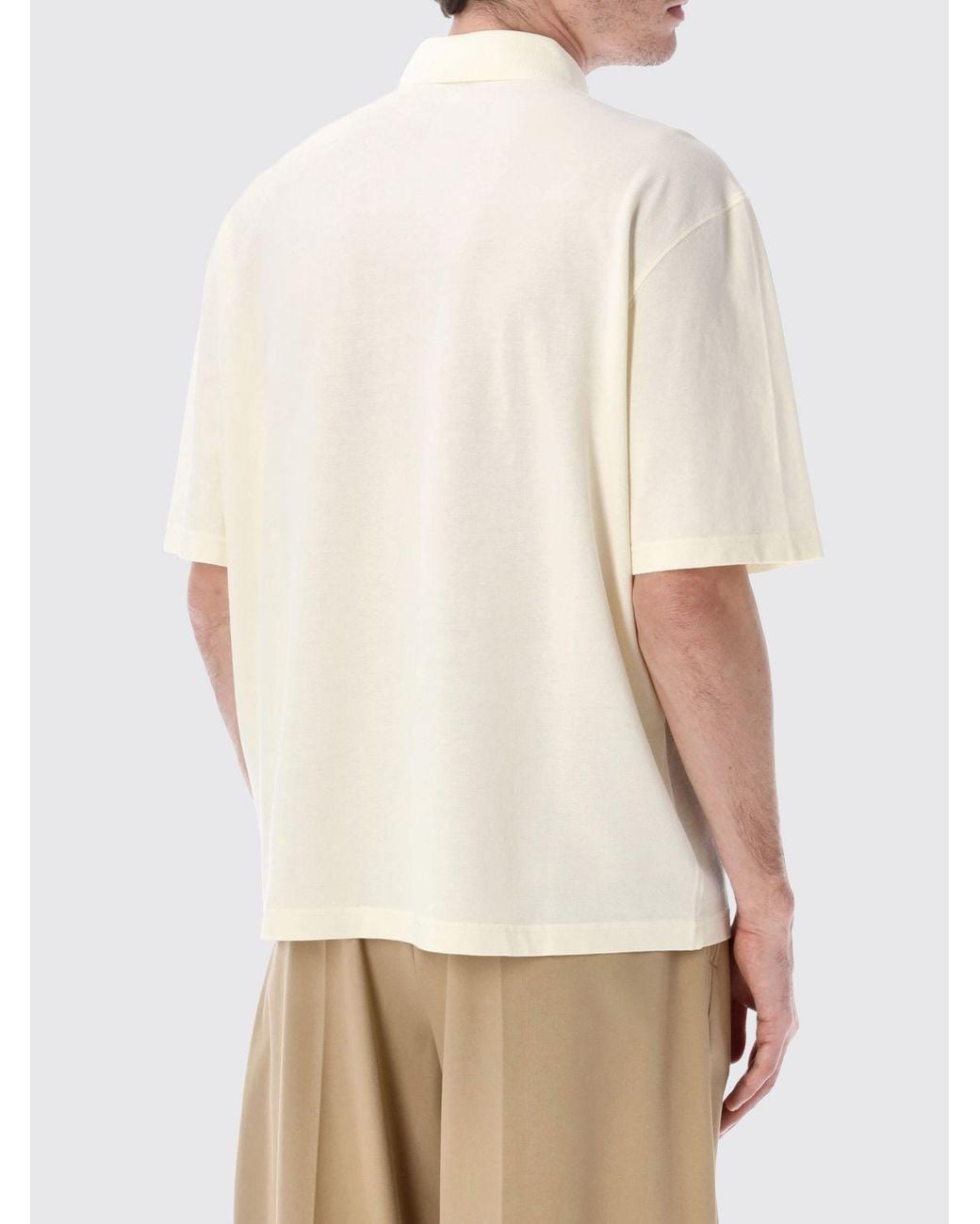 AMI Natural Boxy Fit Polo With Ami De Coeur Knitted Patch for men