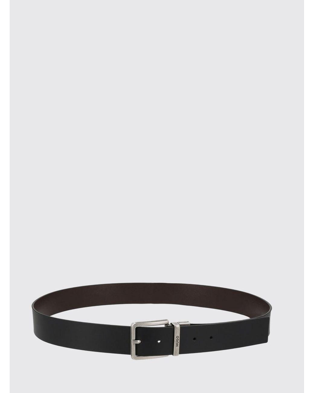 HUGO White Reversible Grained And Smooth Leather Belt With Engraved Logo for men