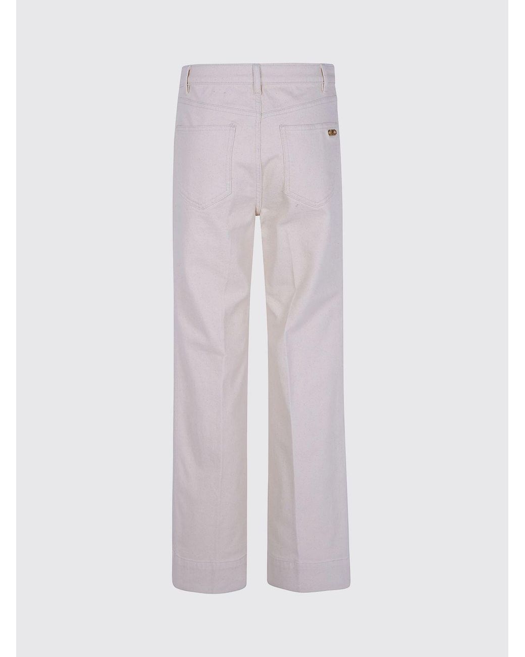 Michael Kors Pink Violette High-Waisted Wide-Leg Jeans With Decorative Charm