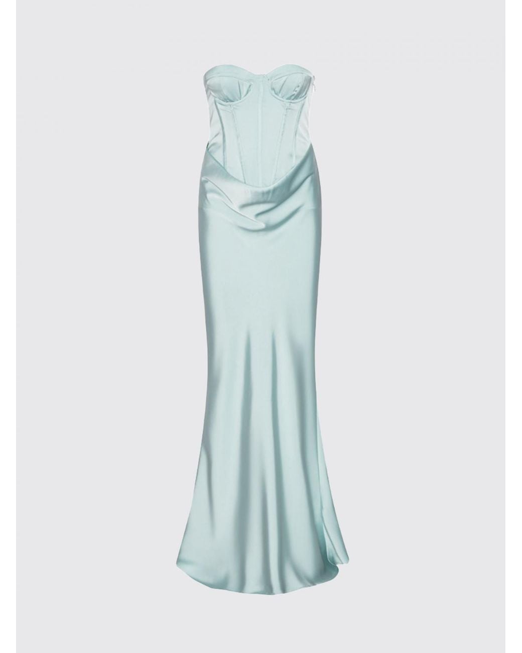 ROTATE BIRGER CHRISTENSEN Blue Satin Bustier Dress