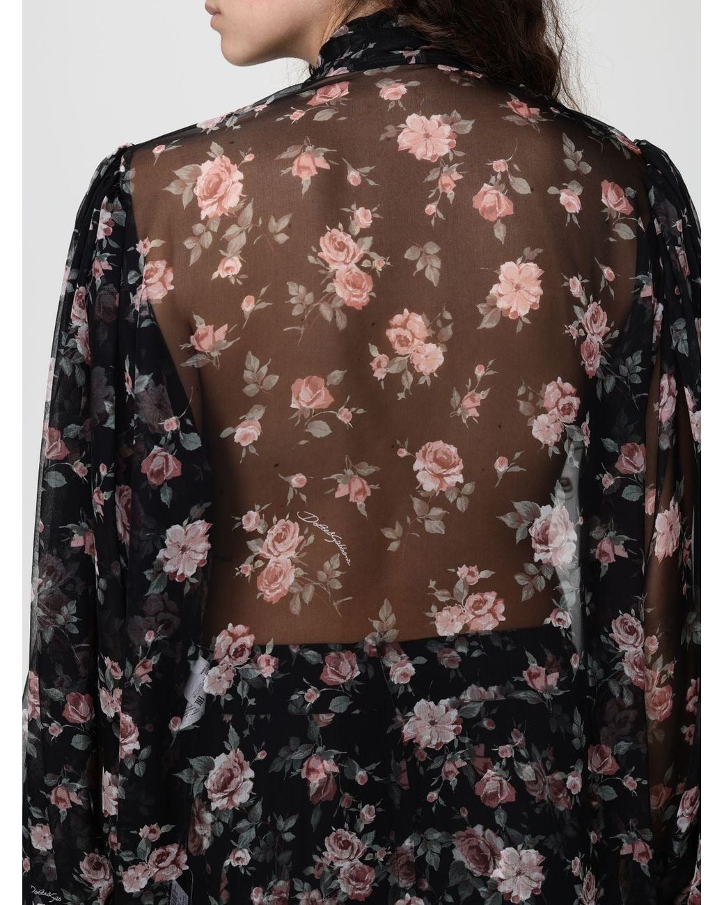 Dolce & Gabbana Black Dolce &Amp Gabbana Floral Silk Dress