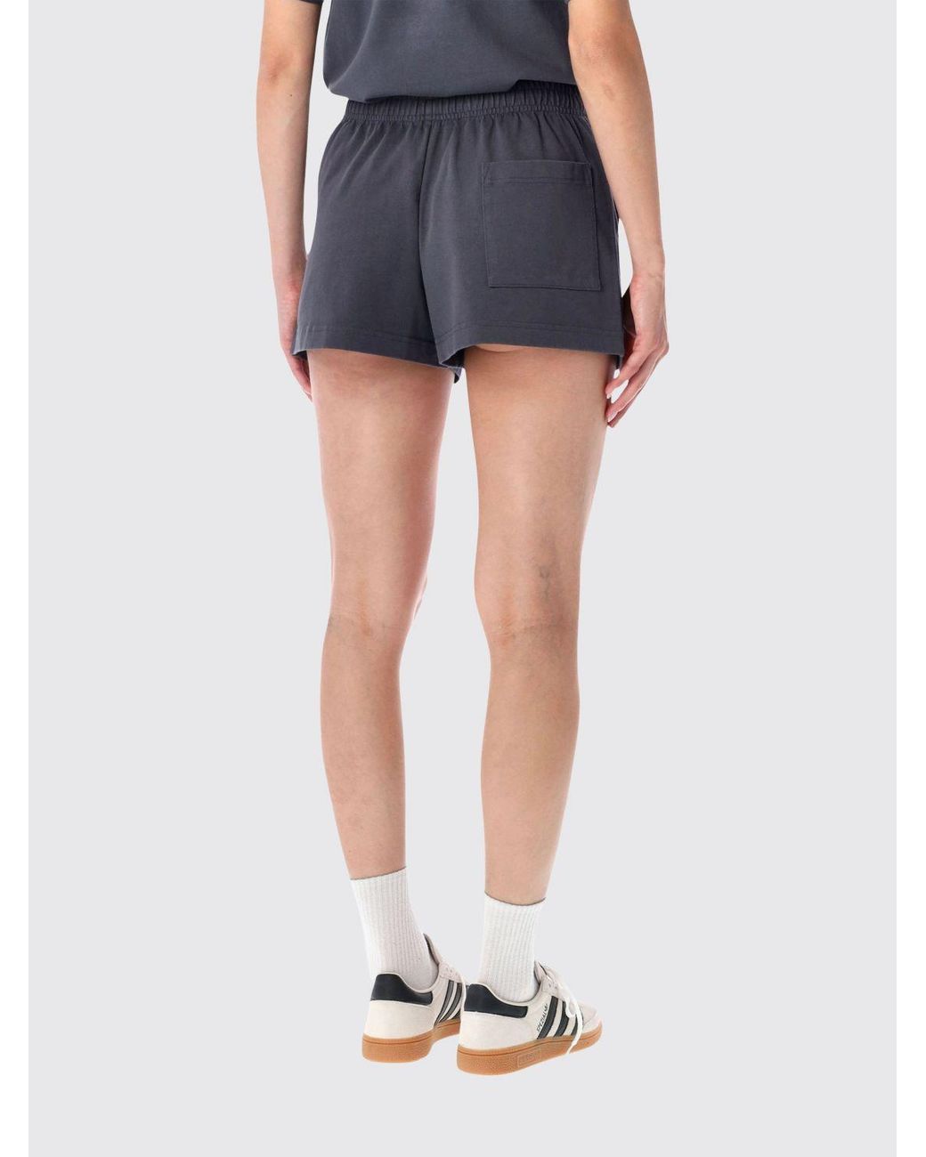 Sporty & Rich Blue Sporty &Amp Rich High-Waisted Cotton Shorts With Contrast Logo