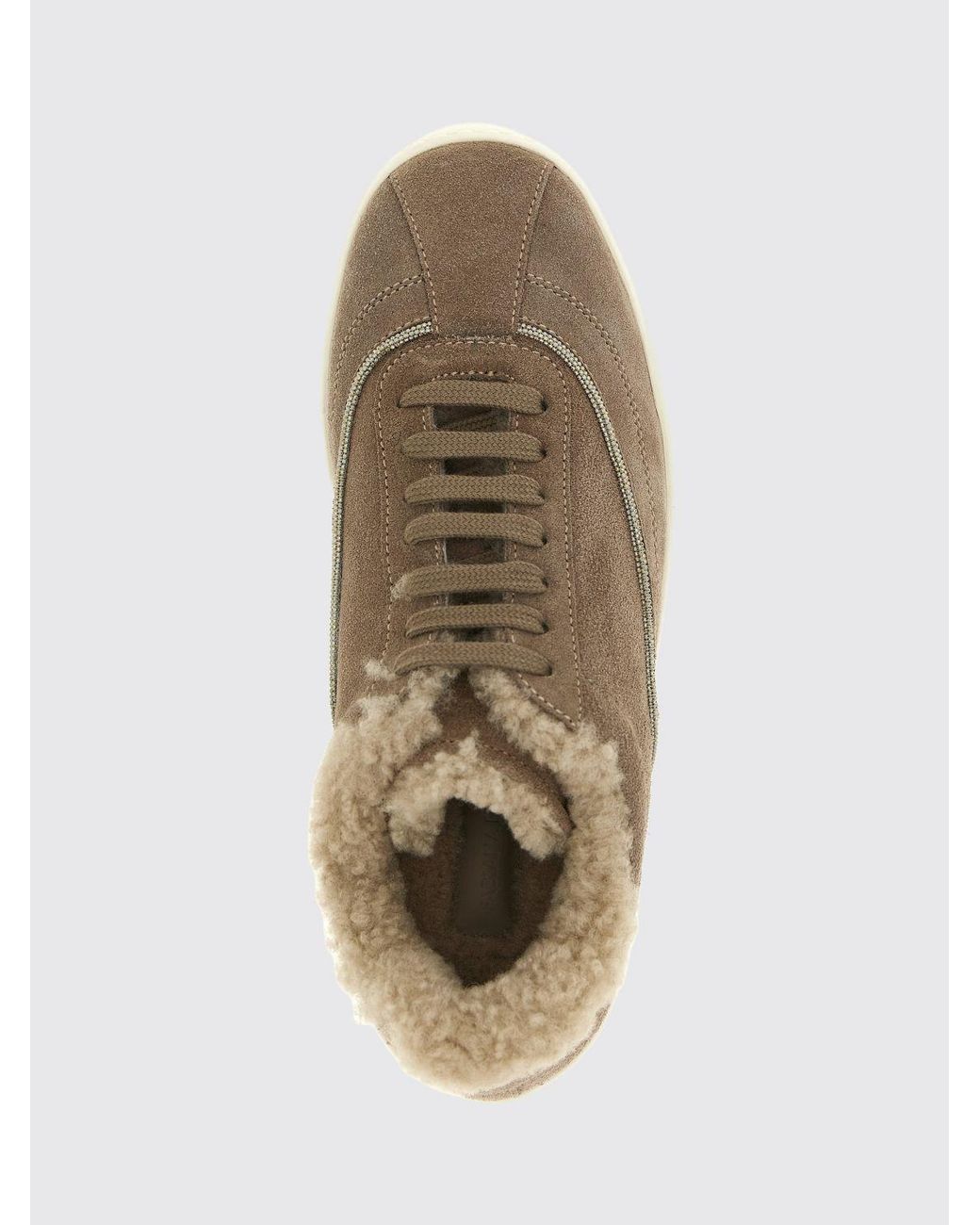 Fabiana Filippi Brown Diamond Detail Suede Sneakers