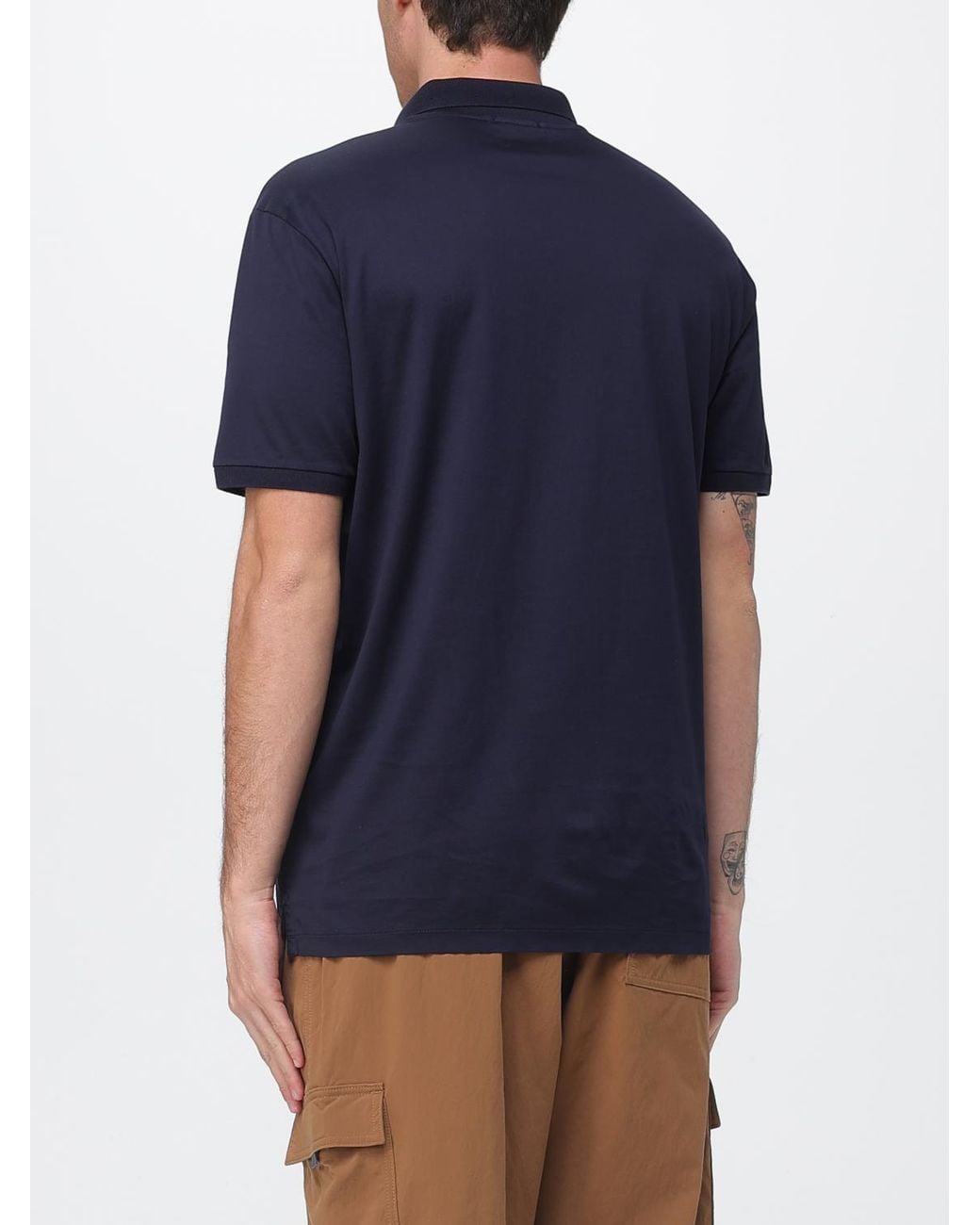 C P Company Blue Cotton Polo Shirt for men