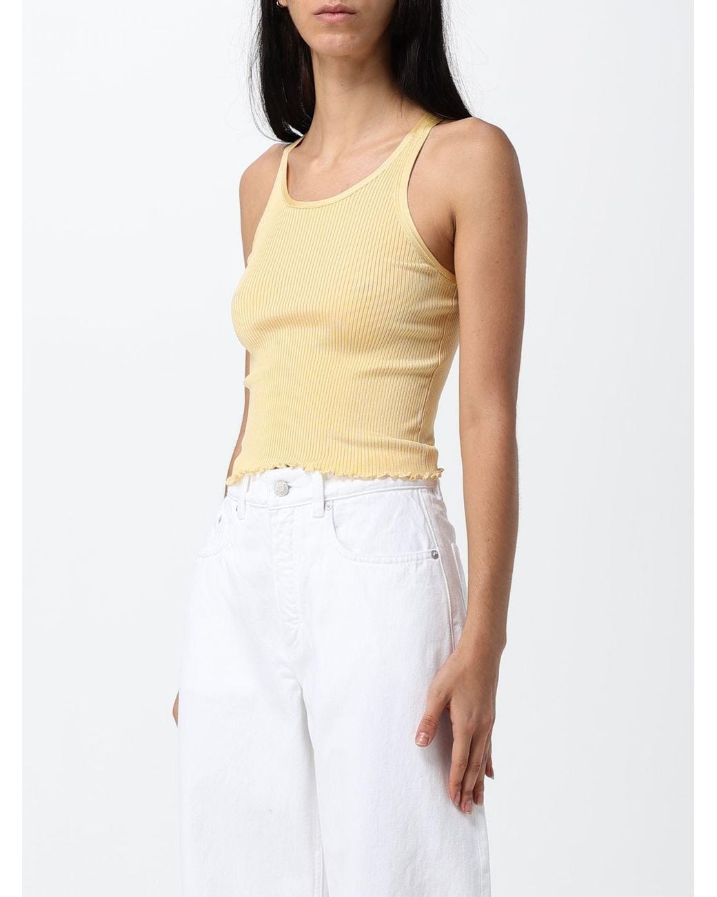 Alaïa White Slim Fit Ribbed Silk U-Neck Tank Top With Thin Straps