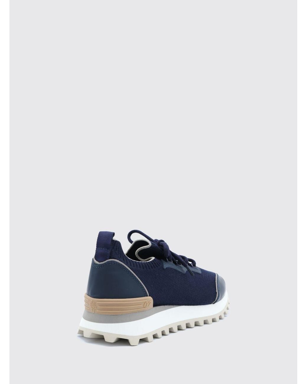Eleventy Blue Low Top Wool Blend Trainers With Serrated Sole for men