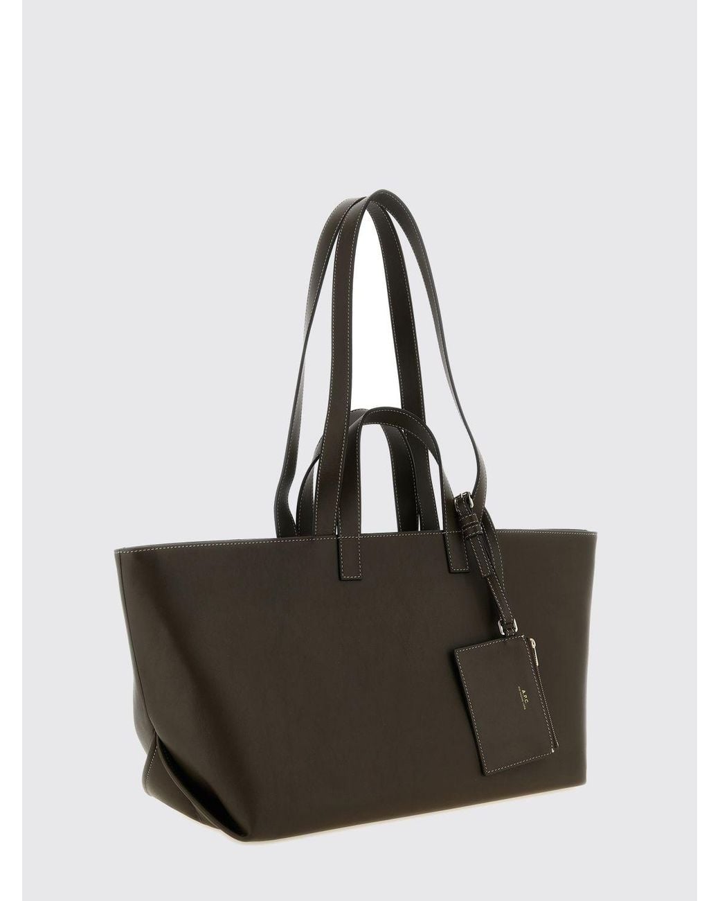 A.P.C. Black Le Drummer Large Smooth Leather Tote Bag With Four Handles And Logo