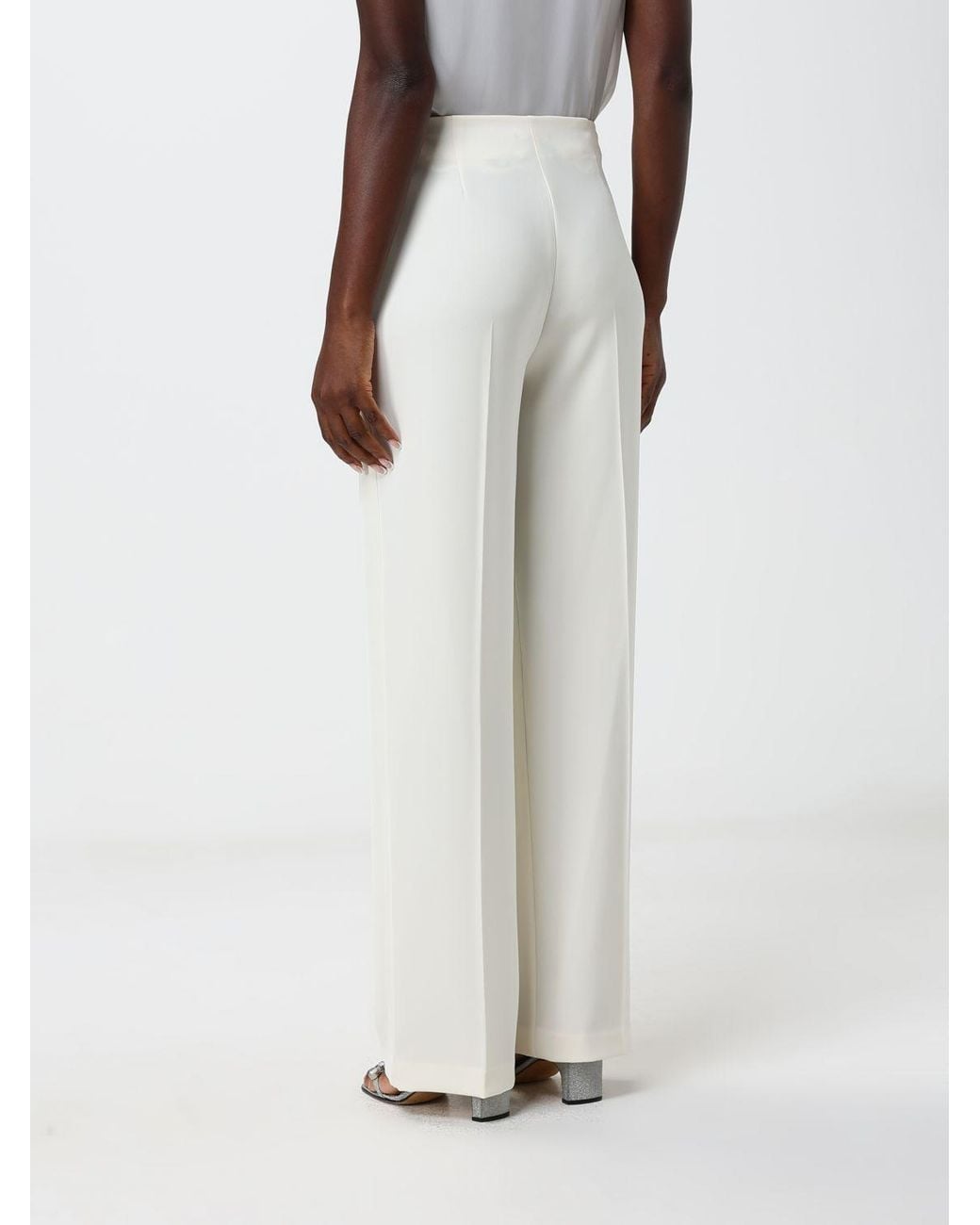 Hanita White High-Waisted Wide-Leg Crêpe Palazzo Trousers