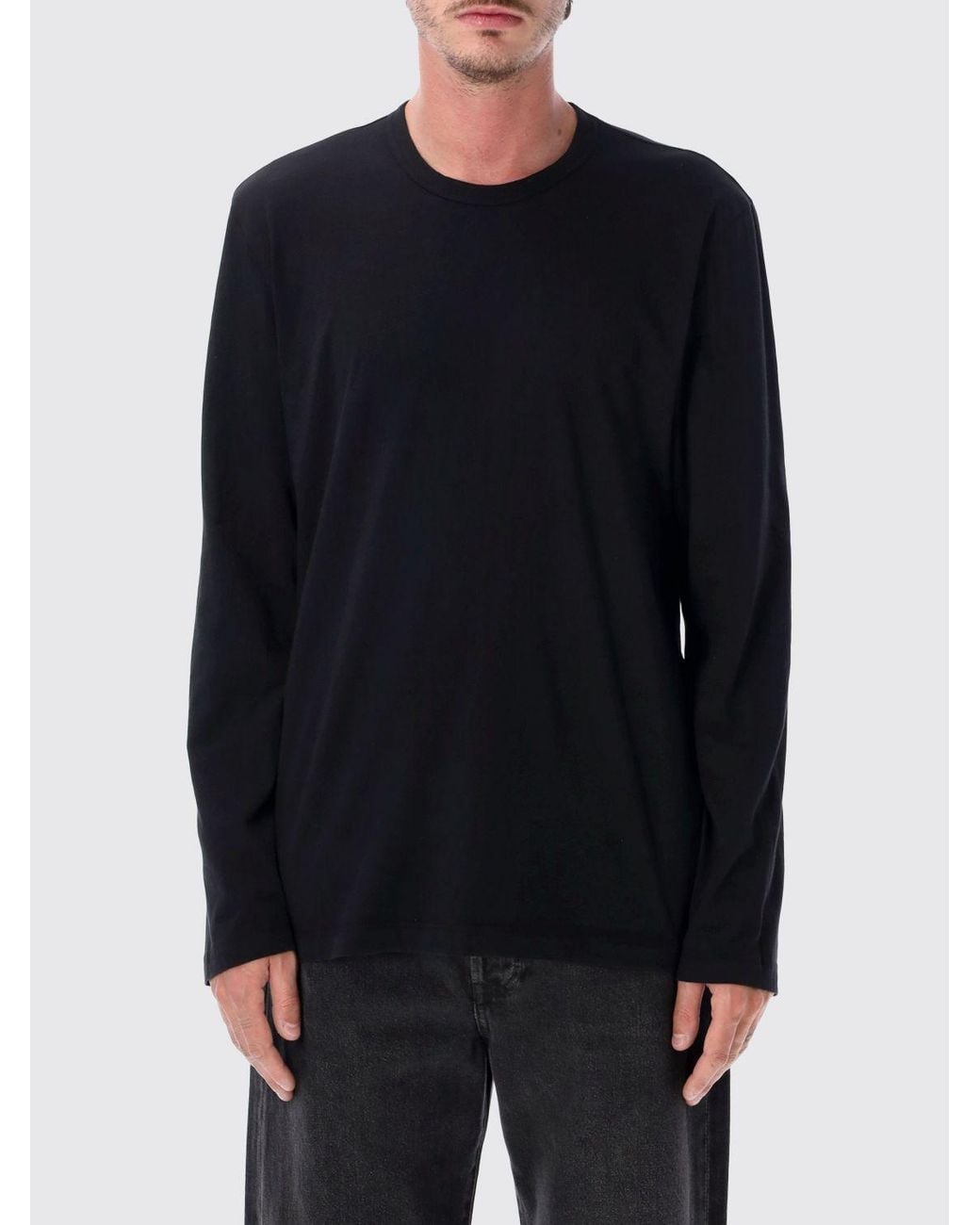 James Perse Blue Long-Sleeved Cotton T-Shirt With Crew Neck for men