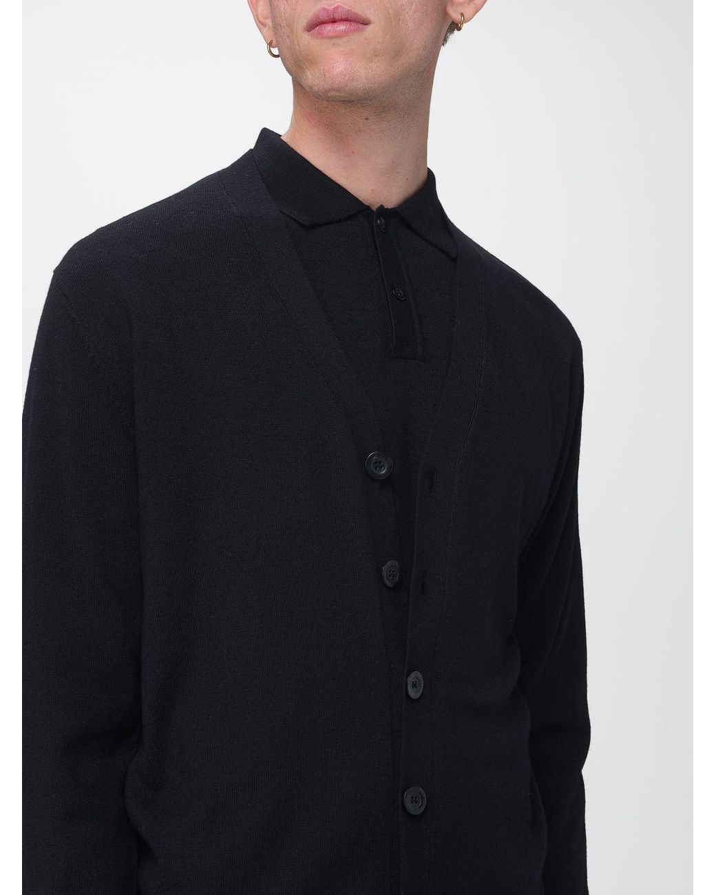 Diana Studio Blue Merino Wool V-Neck Cardigan With Button Closure for men